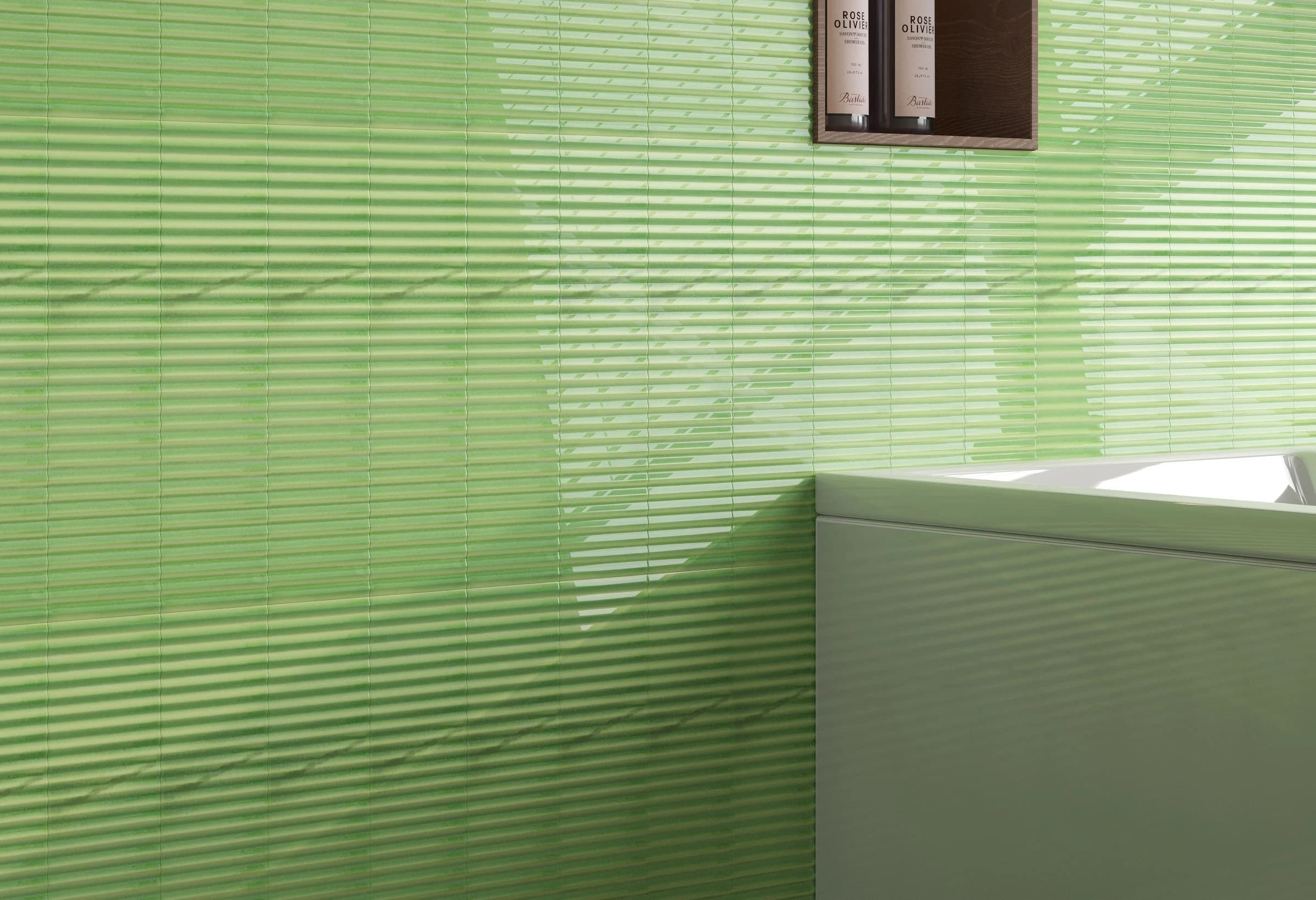 Craze Ribbed Light Emralad installed